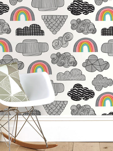 Clouds + Rainbows Wallpaper
